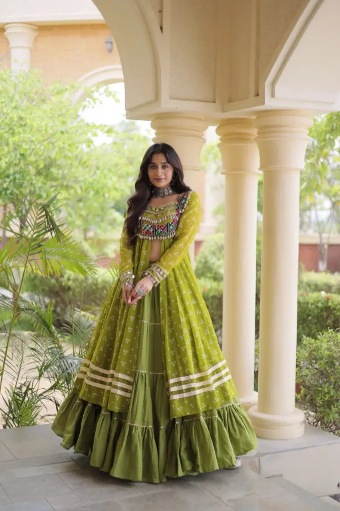 Bandhani Kutchi Jacket Lehenga