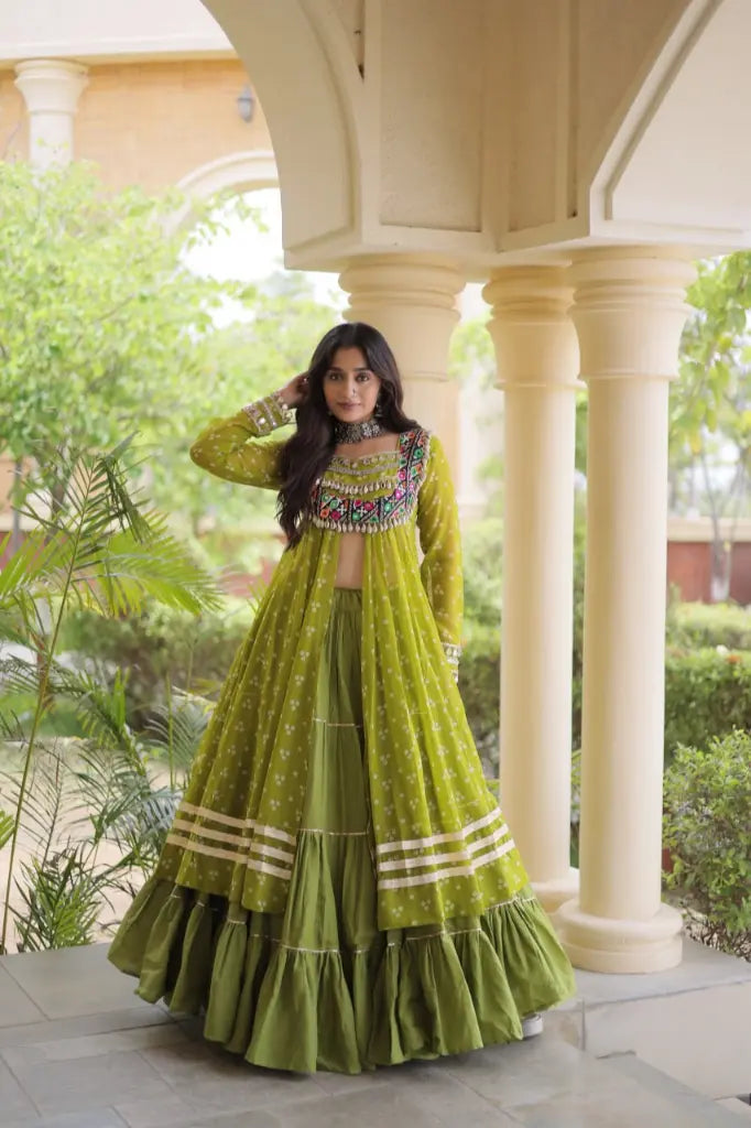 Bandhani Kutchi Jacket Lehenga