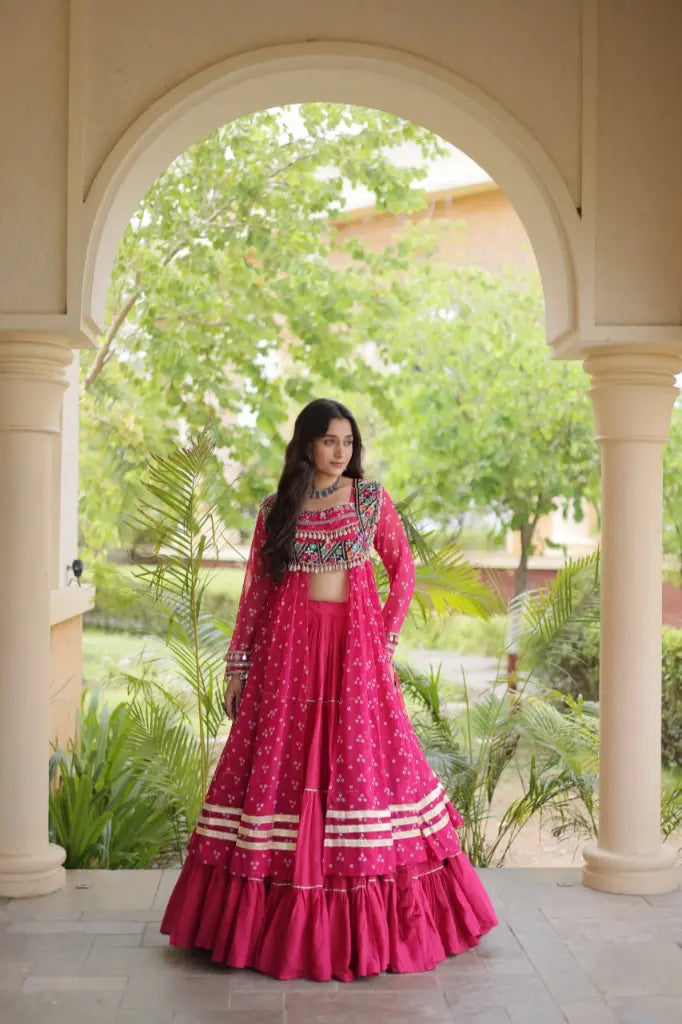 Bandhani Kutchi Jacket Lehenga
