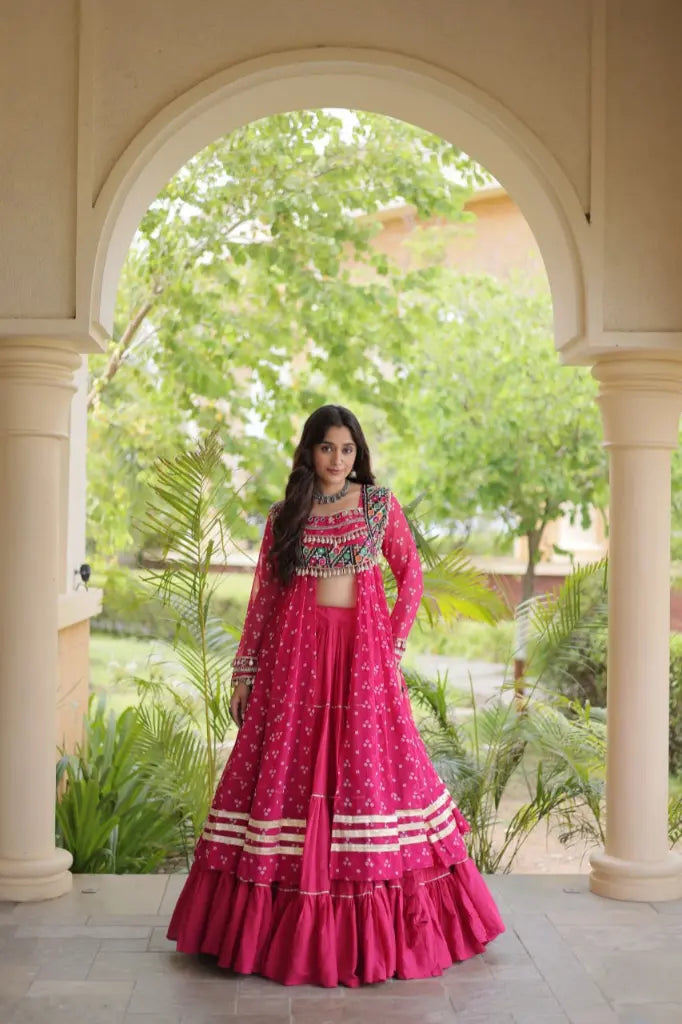 Bandhani Kutchi Jacket Lehenga