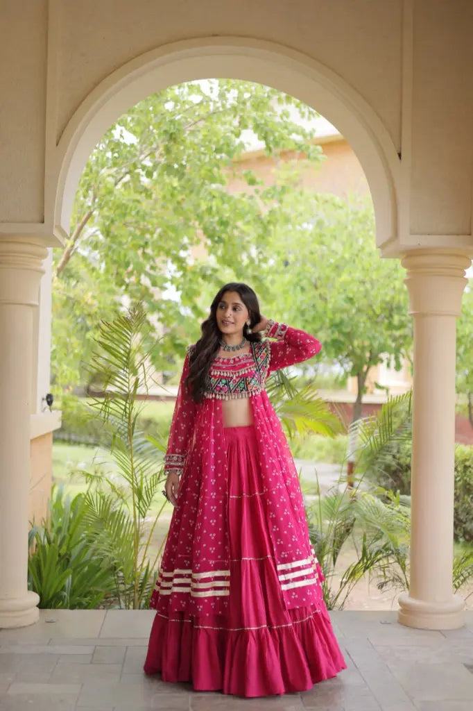 Bandhani Kutchi Jacket Lehenga