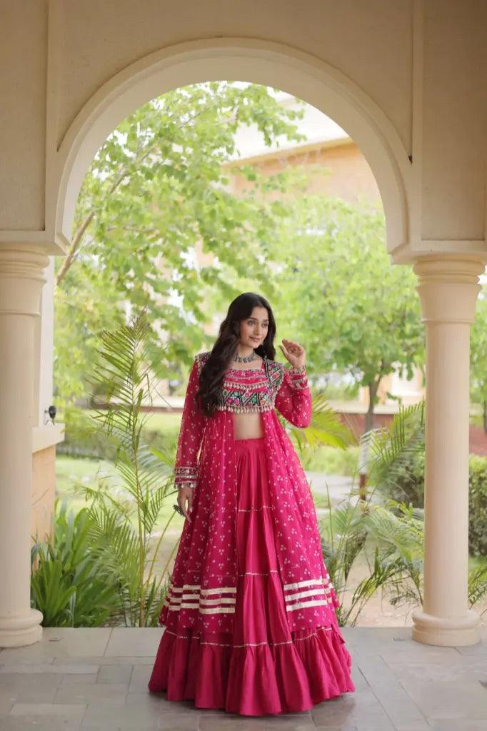Bandhani Kutchi Jacket Lehenga