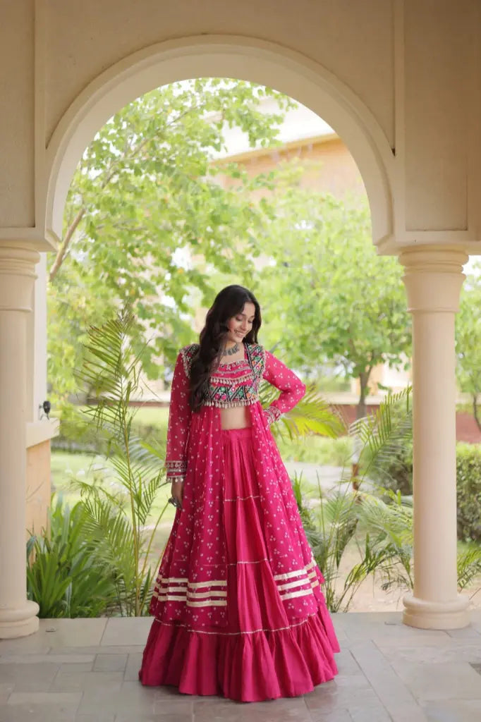 Bandhani Kutchi Jacket Lehenga