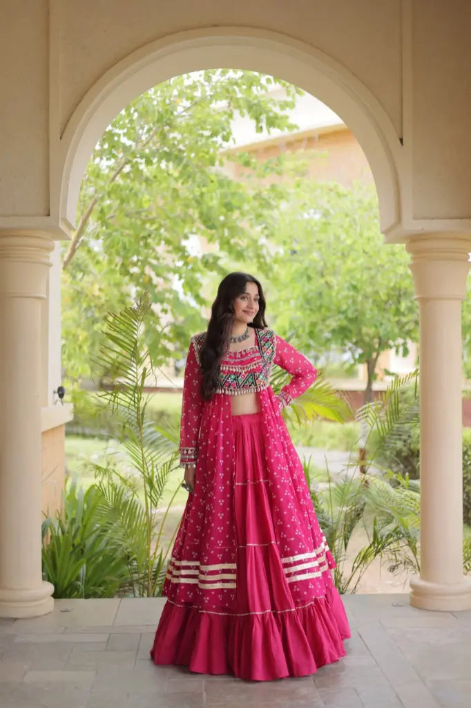 Bandhani Kutchi Jacket Lehenga