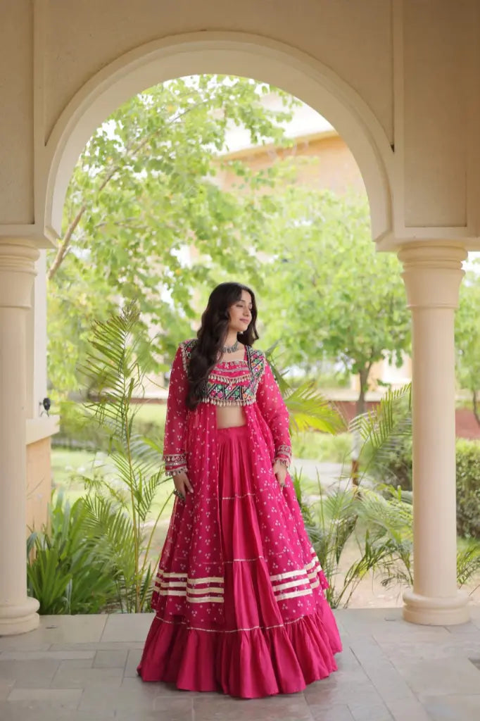 Bandhani Kutchi Jacket Lehenga