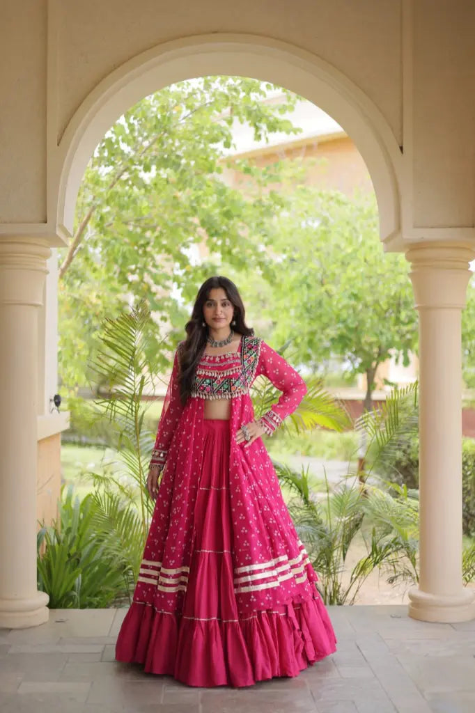 Bandhani Kutchi Jacket Lehenga