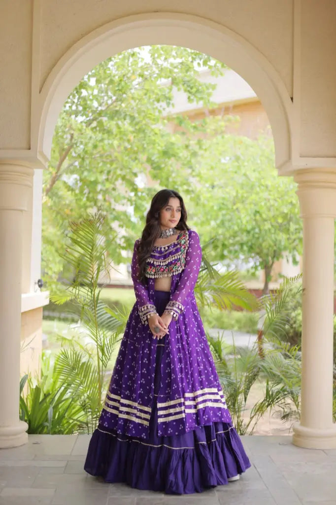 Bandhani Kutchi Jacket Lehenga