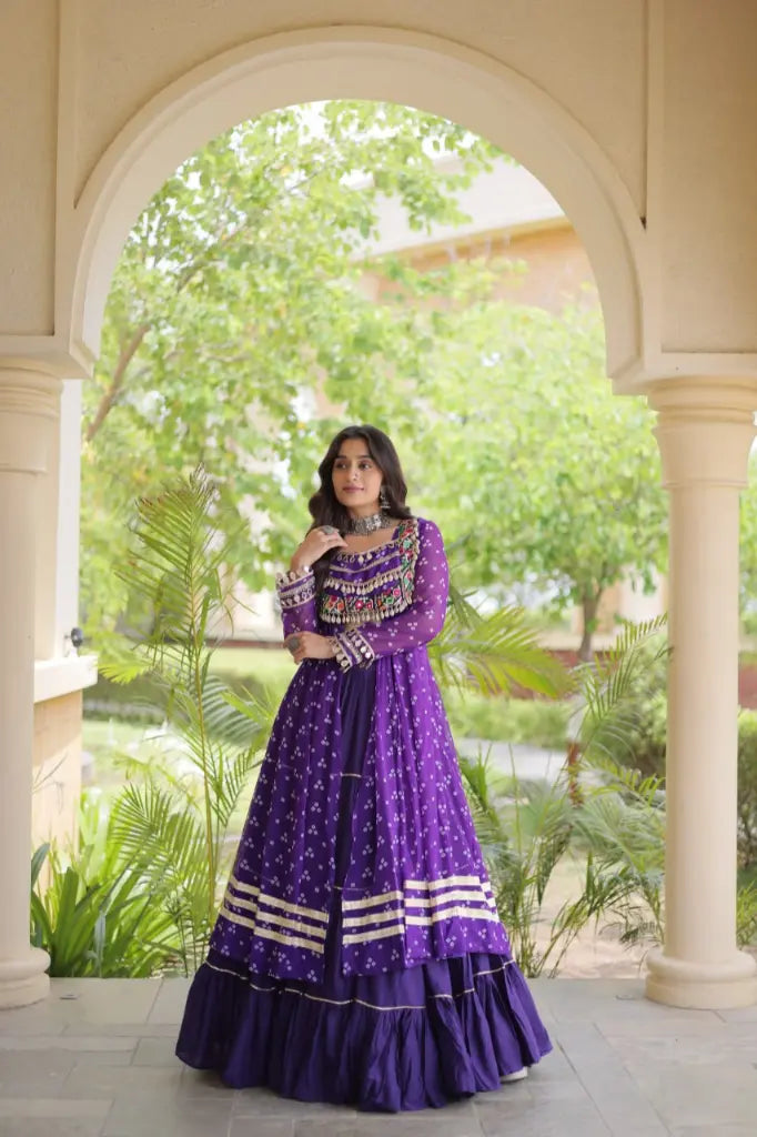 Bandhani Kutchi Jacket Lehenga