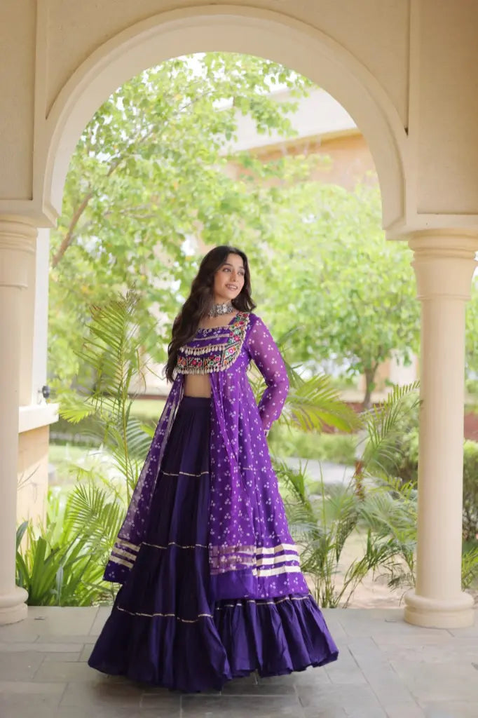 Bandhani Kutchi Jacket Lehenga