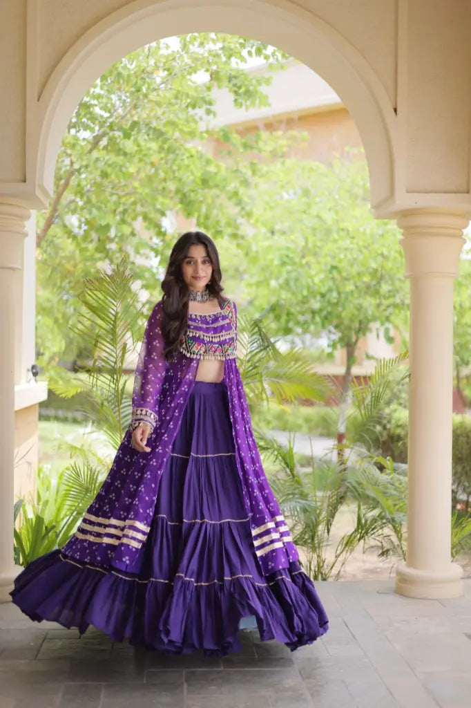 Bandhani Kutchi Jacket Lehenga