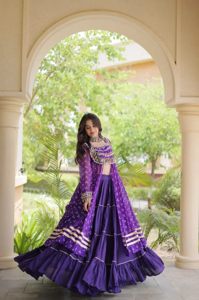 Bandhani Kutchi Jacket Lehenga