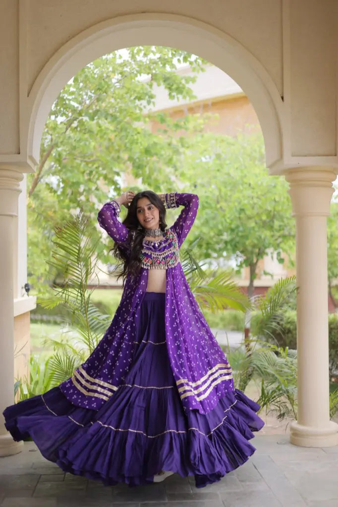 Bandhani Kutchi Jacket Lehenga