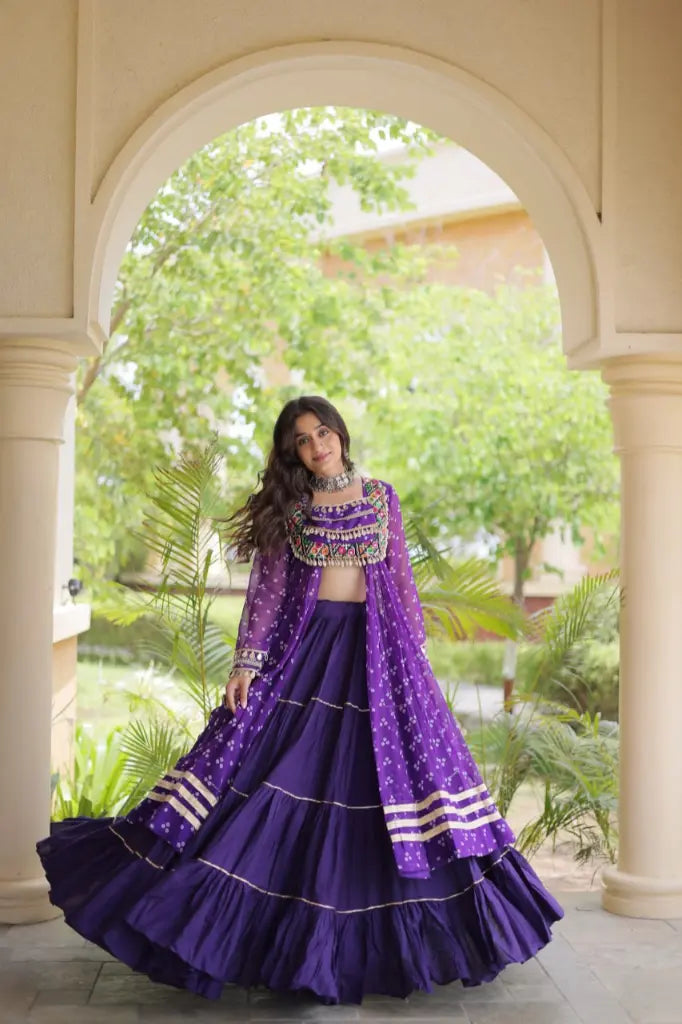Bandhani Kutchi Jacket Lehenga