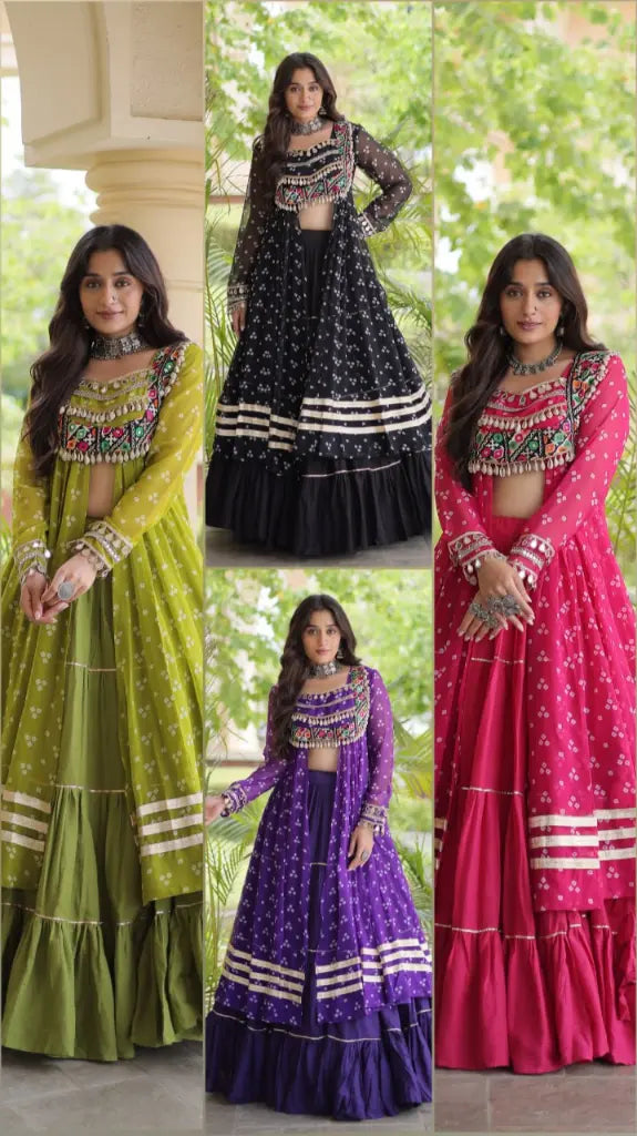 Bandhani Kutchi Jacket Lehenga