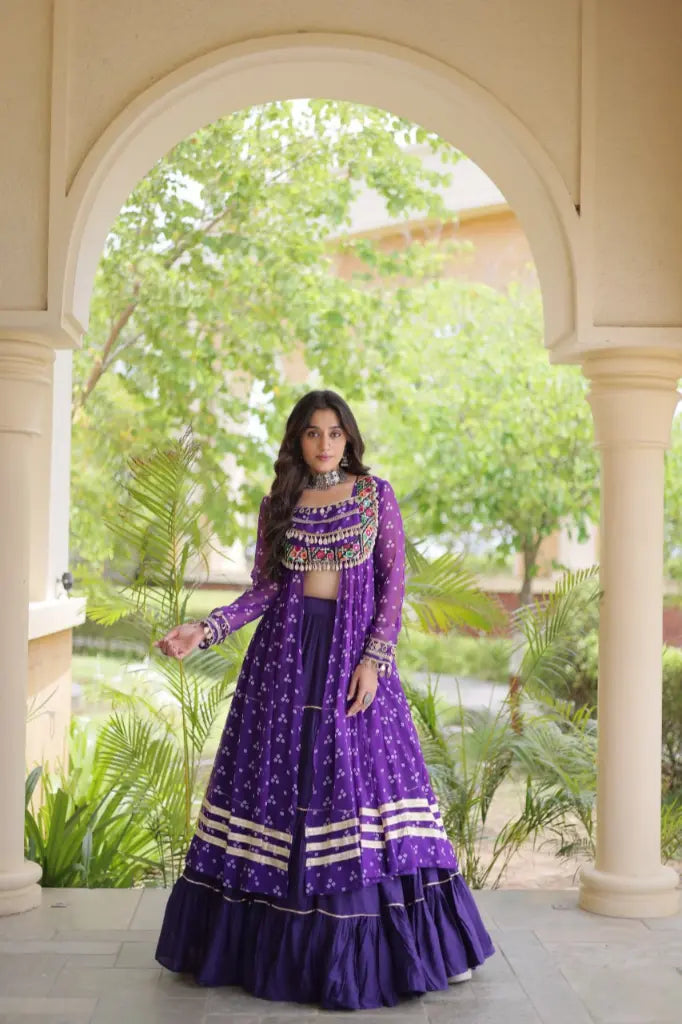 Bandhani Kutchi Jacket Lehenga