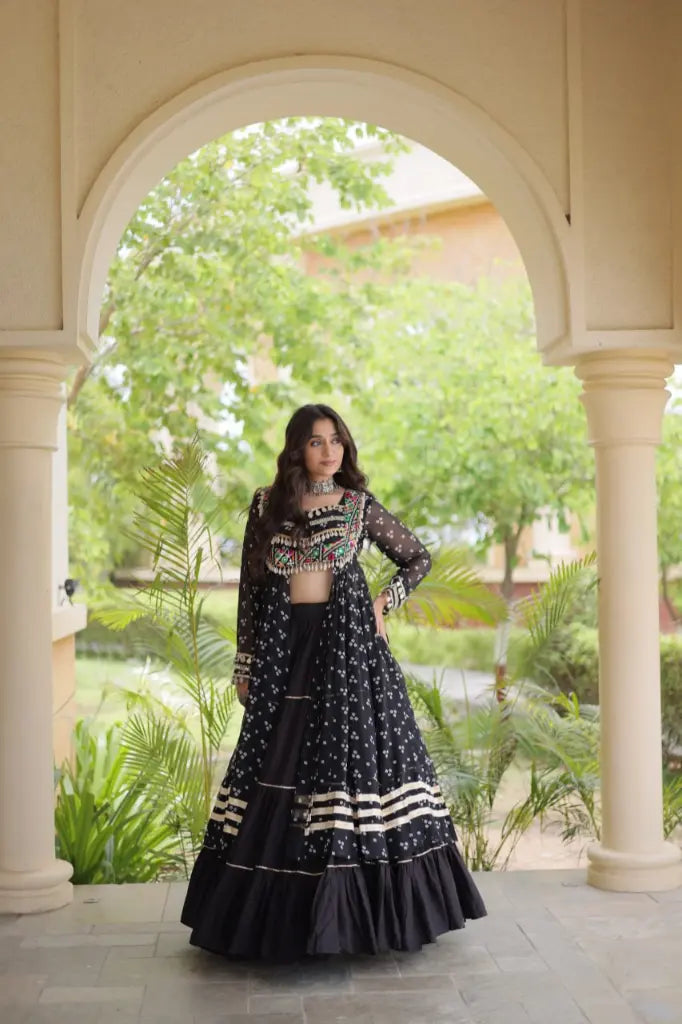Bandhani Kutchi Jacket Lehenga