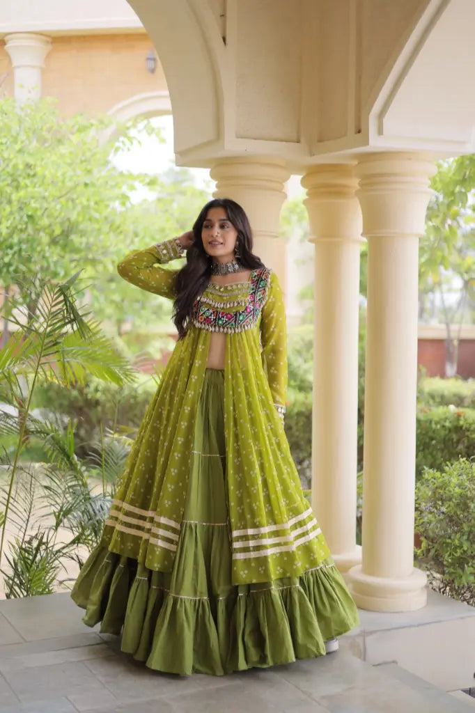 Bandhani Kutchi Jacket Lehenga