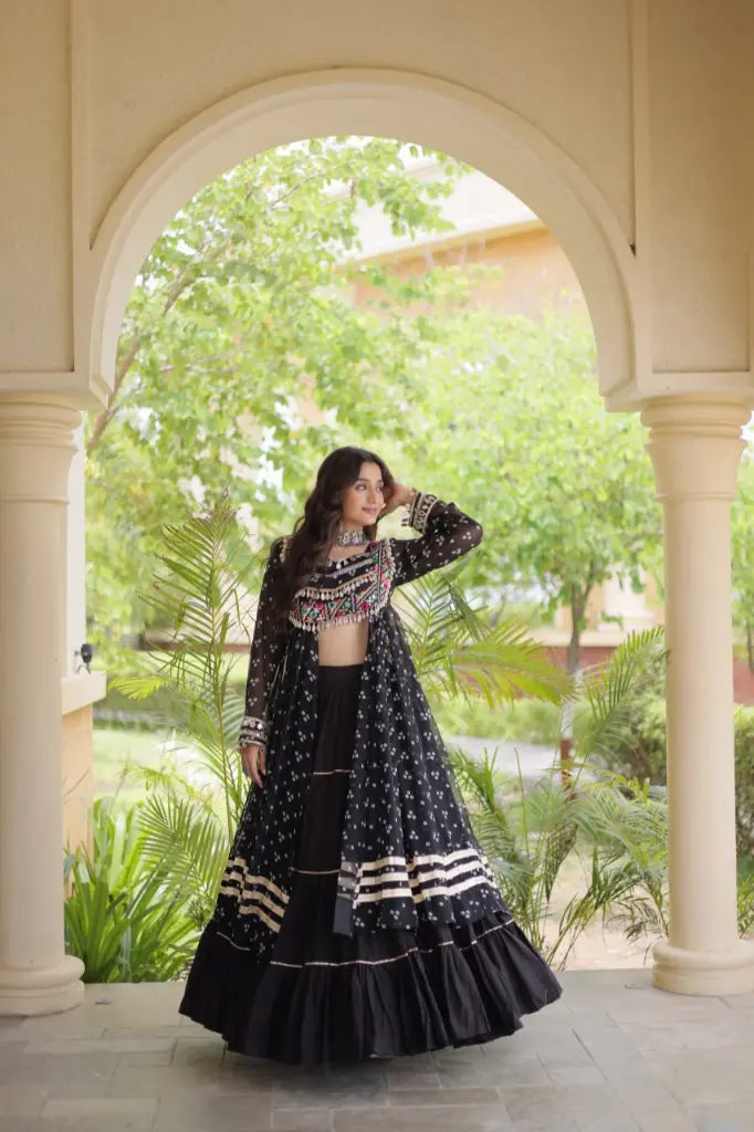 Bandhani Kutchi Jacket Lehenga