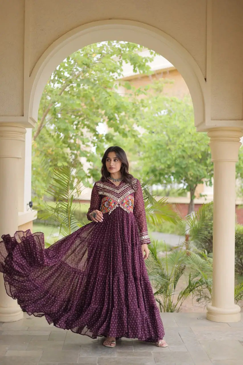 Bandhani Kutchi Patchwork Anarkali Gown