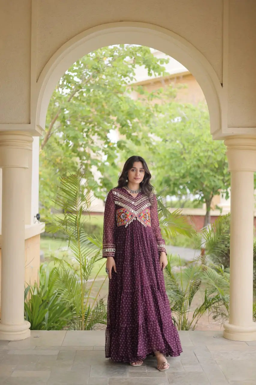 Bandhani Kutchi Patchwork Anarkali Gown