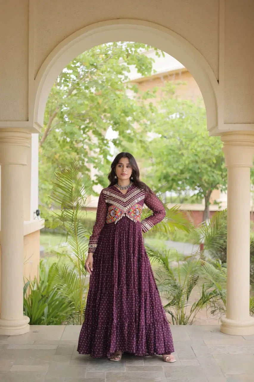 Bandhani Kutchi Patchwork Anarkali Gown