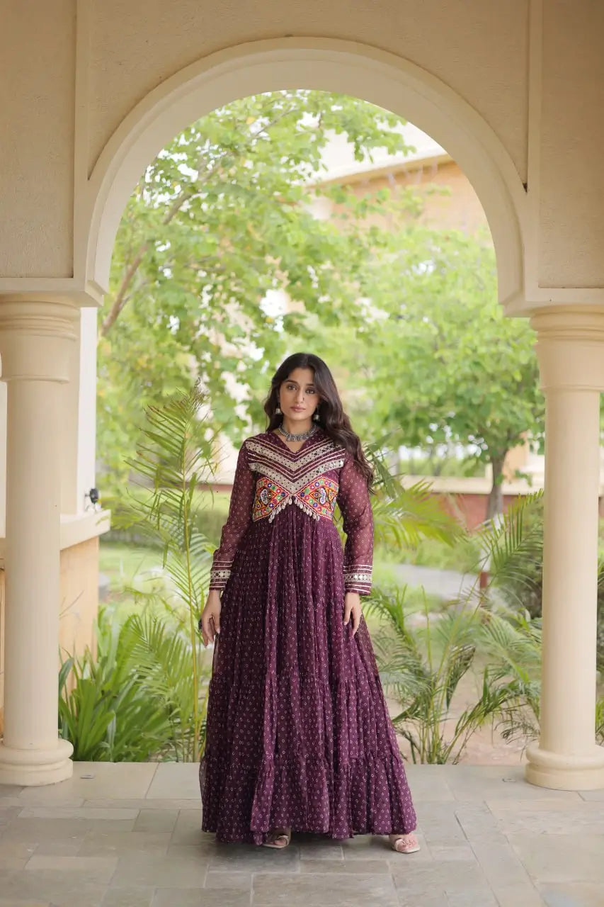 Bandhani Kutchi Patchwork Anarkali Gown