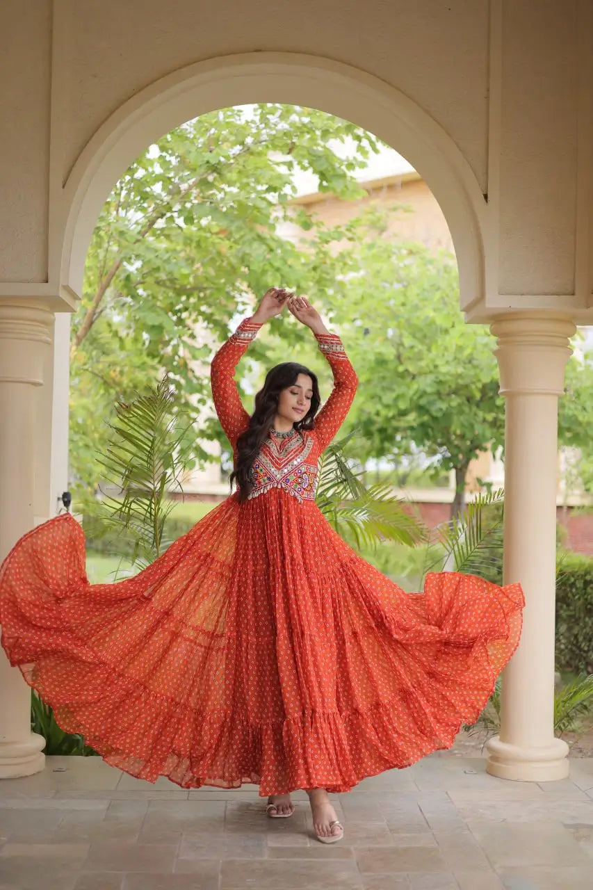 Bandhani Kutchi Patchwork Anarkali Gown