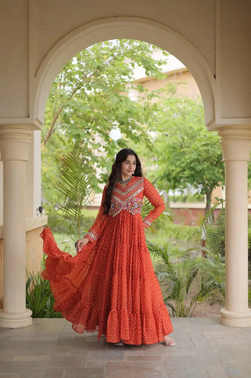 Bandhani Kutchi Patchwork Anarkali Gown