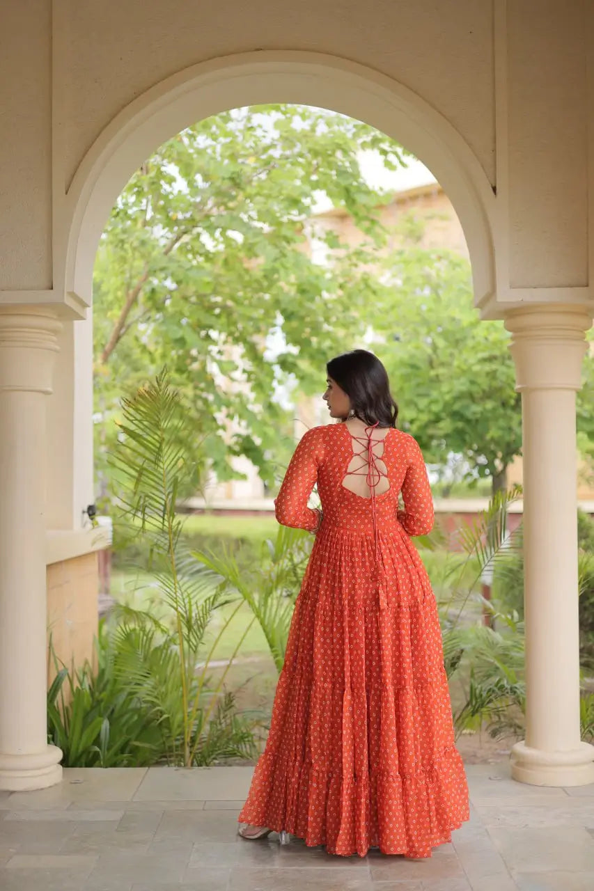 Bandhani Kutchi Patchwork Anarkali Gown