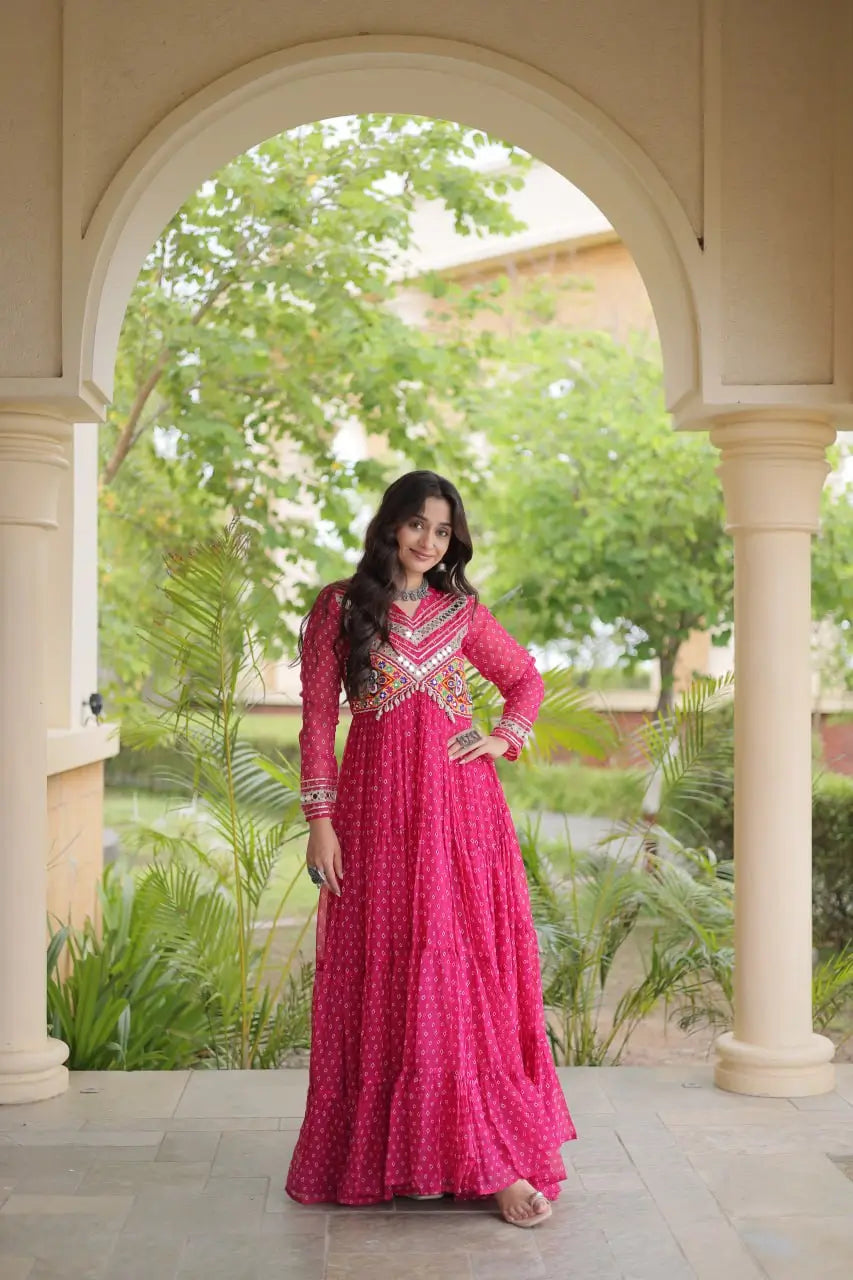 Bandhani Kutchi Patchwork Anarkali Gown