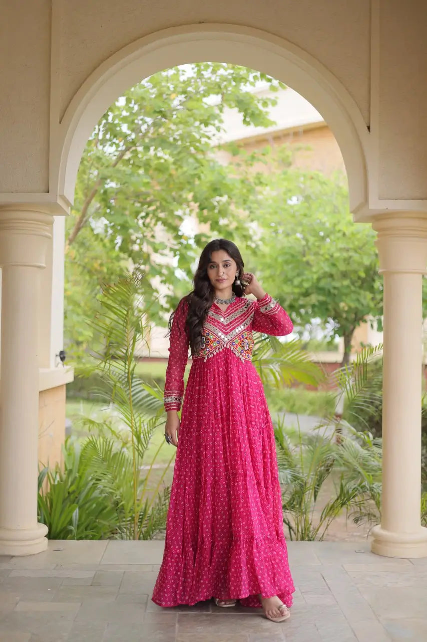 Bandhani Kutchi Patchwork Anarkali Gown
