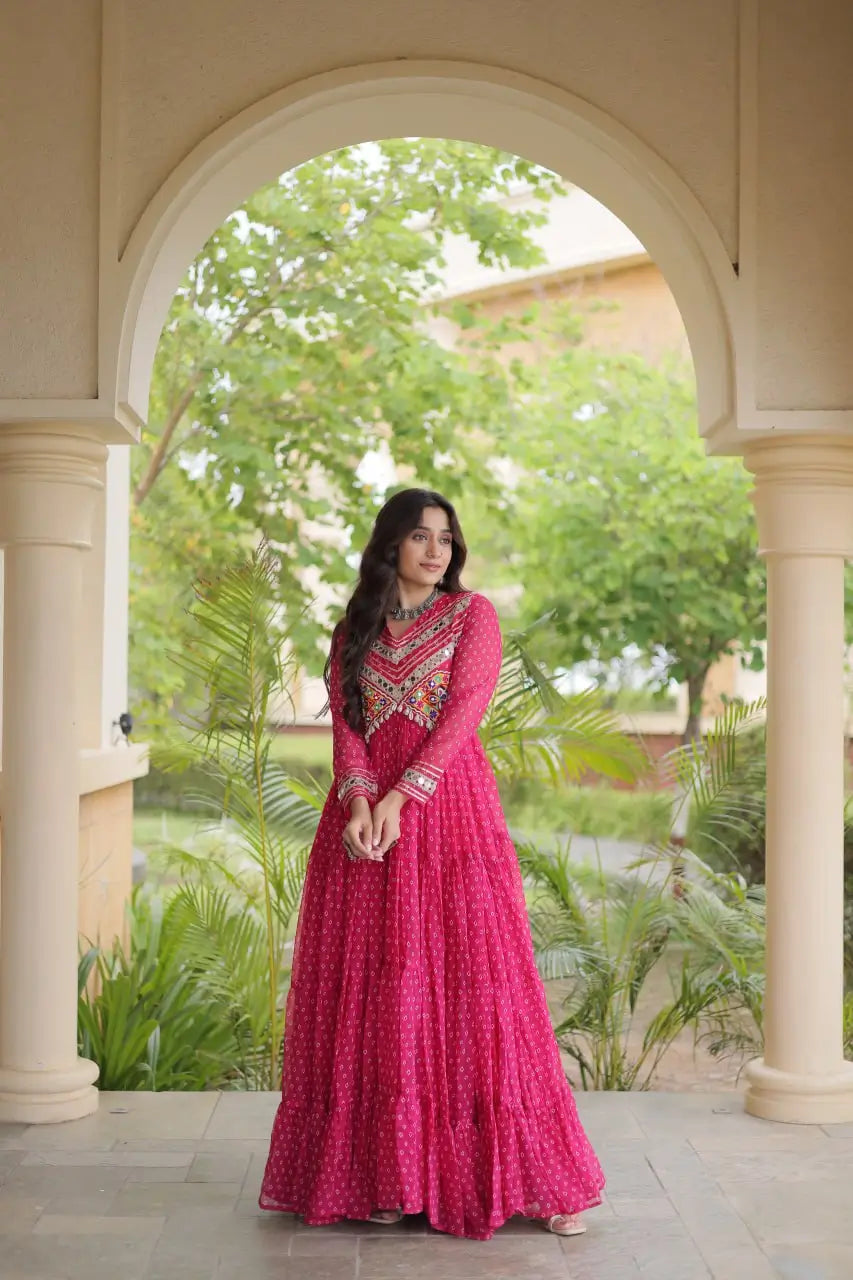 Bandhani Kutchi Patchwork Anarkali Gown