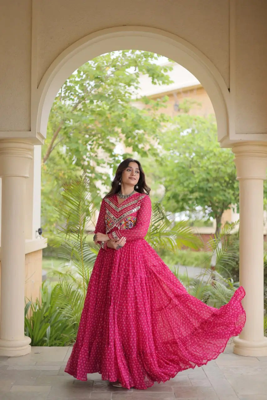 Bandhani Kutchi Patchwork Anarkali Gown