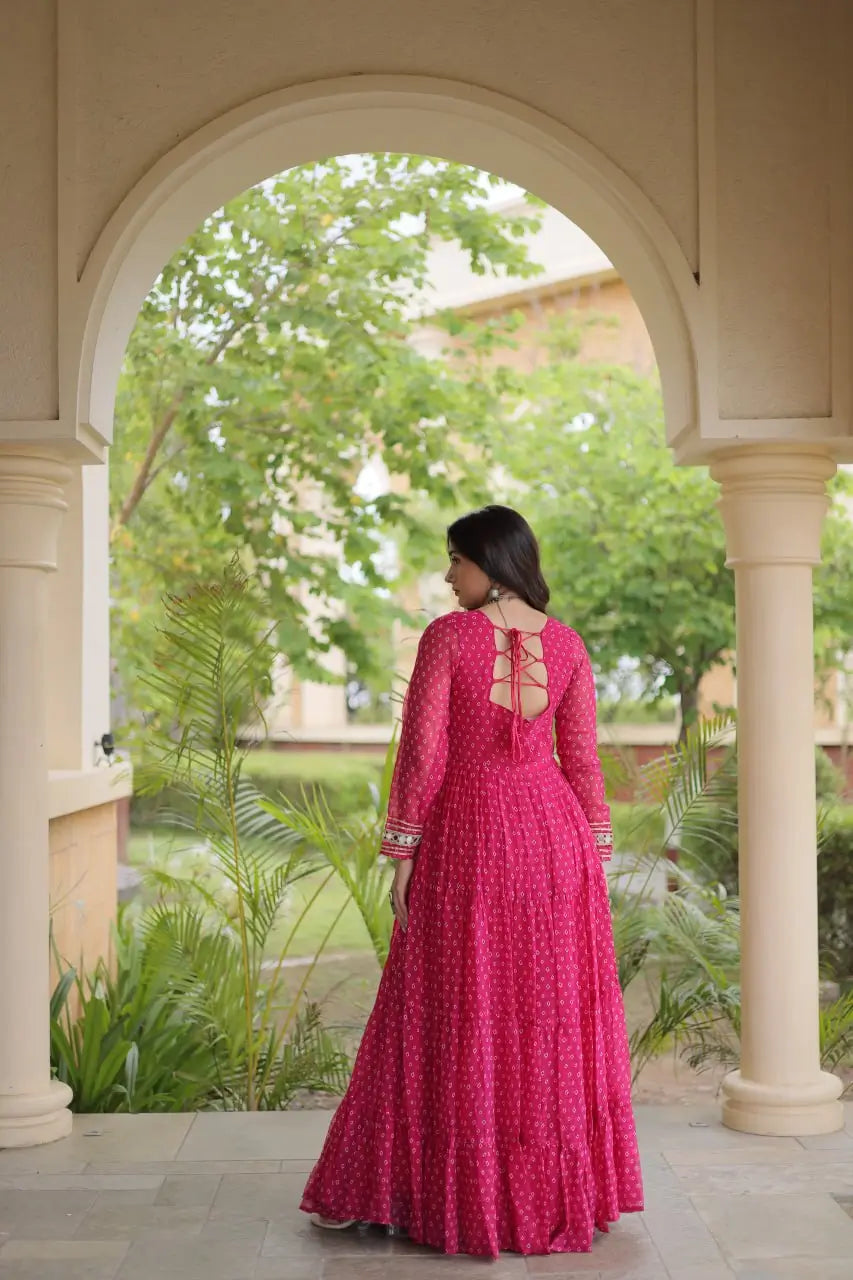 Bandhani Kutchi Patchwork Anarkali Gown