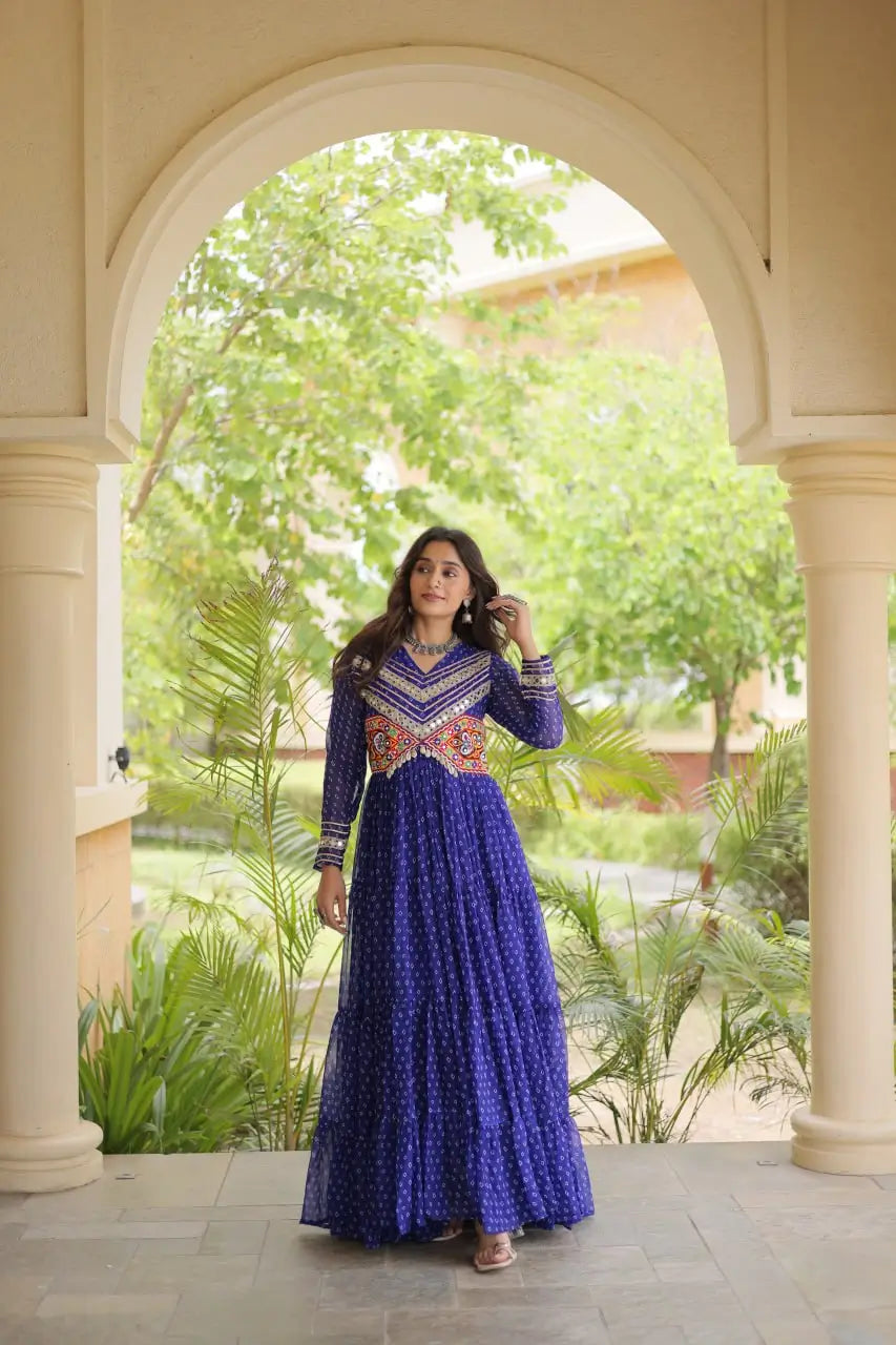 Bandhani Kutchi Patchwork Anarkali Gown