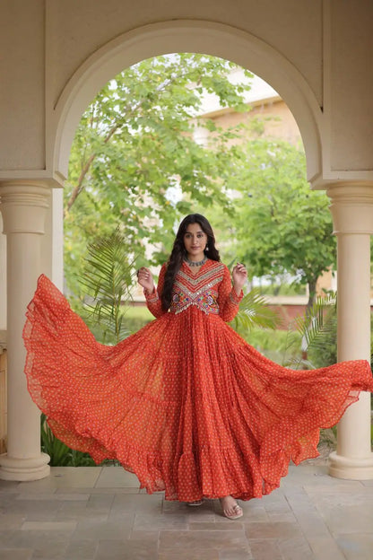 Bandhani Kutchi Patchwork Anarkali Gown