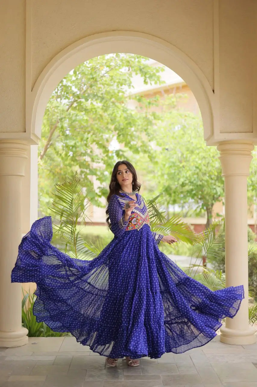 Bandhani Kutchi Patchwork Anarkali Gown