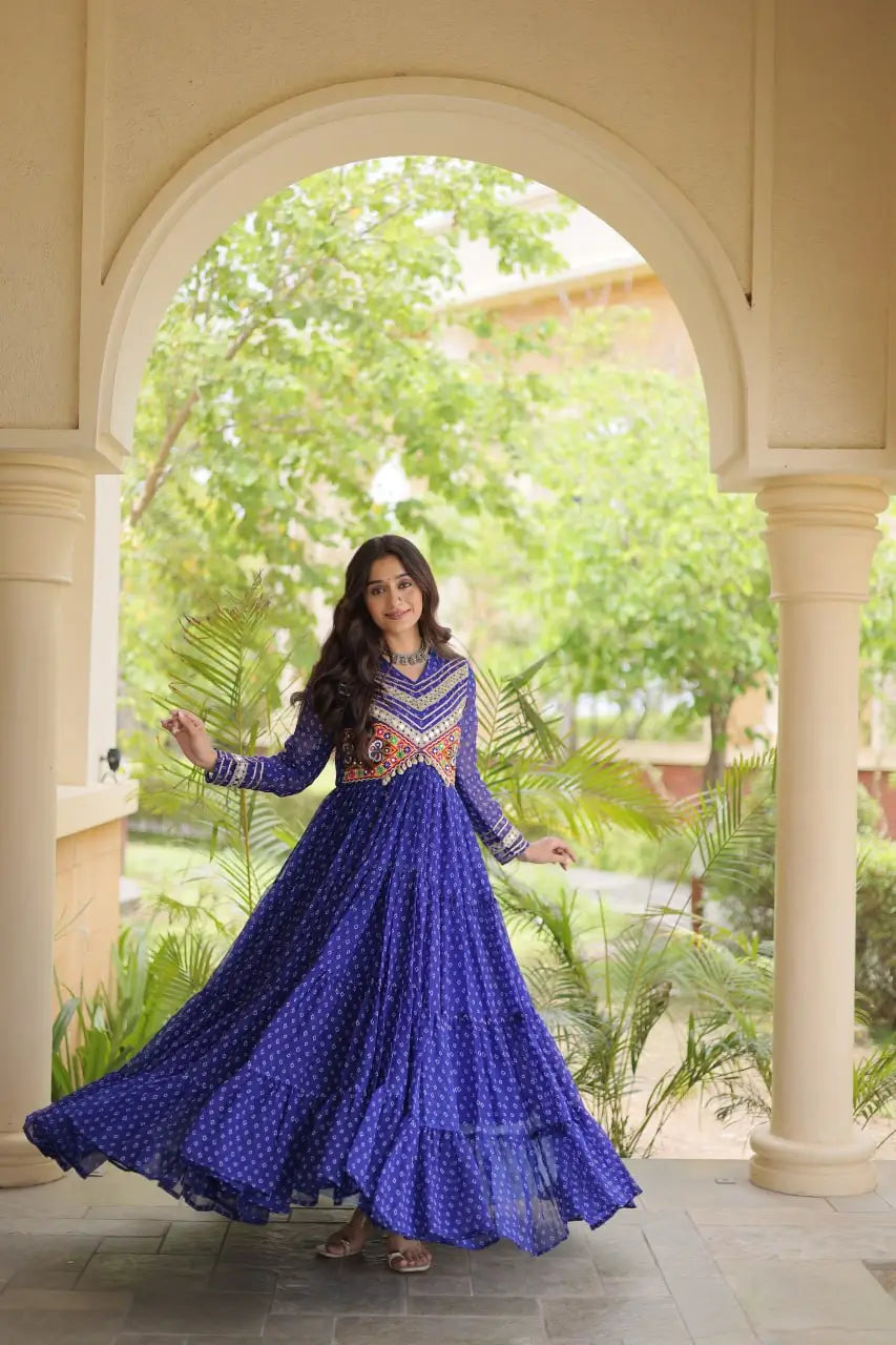 Bandhani Kutchi Patchwork Anarkali Gown