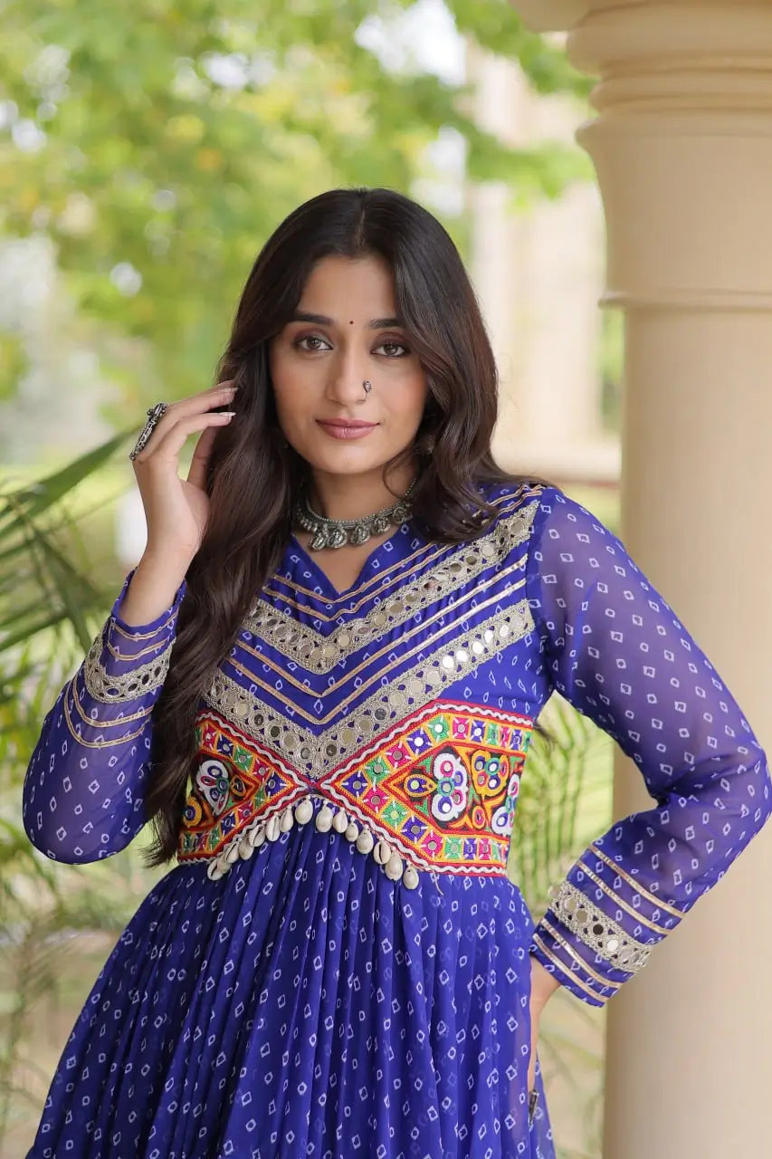 Bandhani Kutchi Patchwork Anarkali Gown