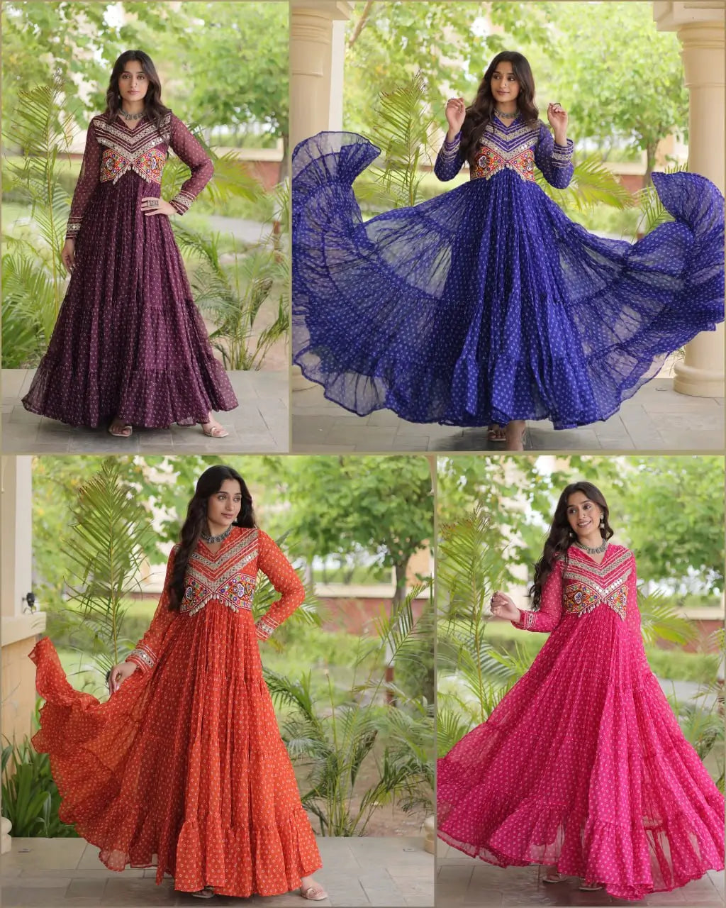 Bandhani Kutchi Patchwork Anarkali Gown