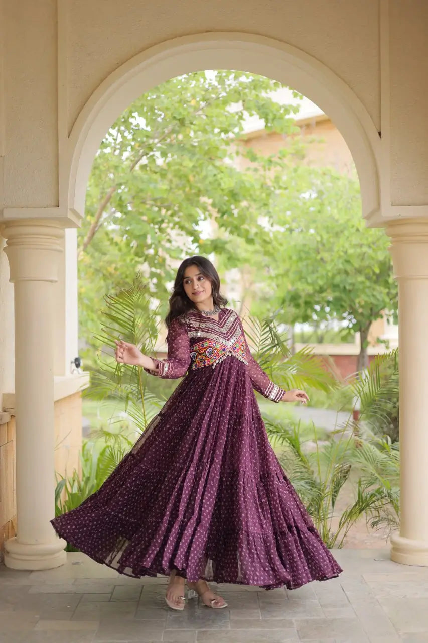 Bandhani Kutchi Patchwork Anarkali Gown