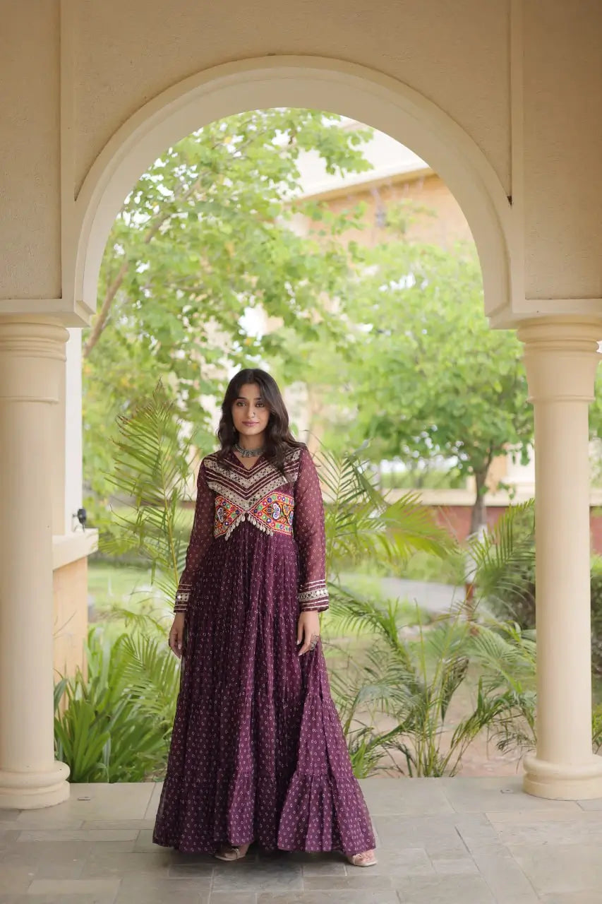 Bandhani Kutchi Patchwork Anarkali Gown
