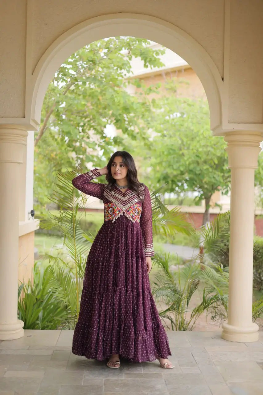 Bandhani Kutchi Patchwork Anarkali Gown