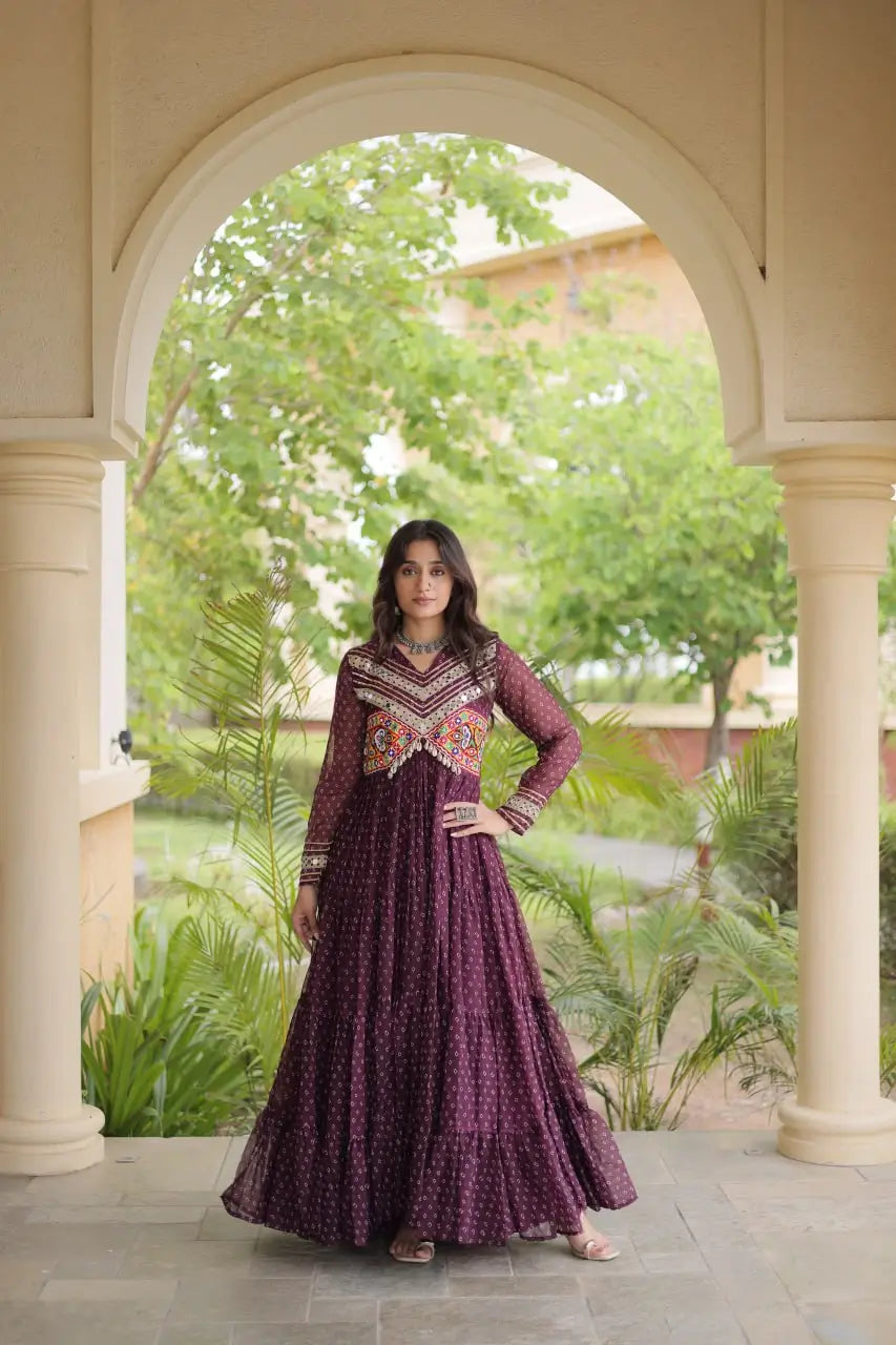 Bandhani Kutchi Patchwork Anarkali Gown