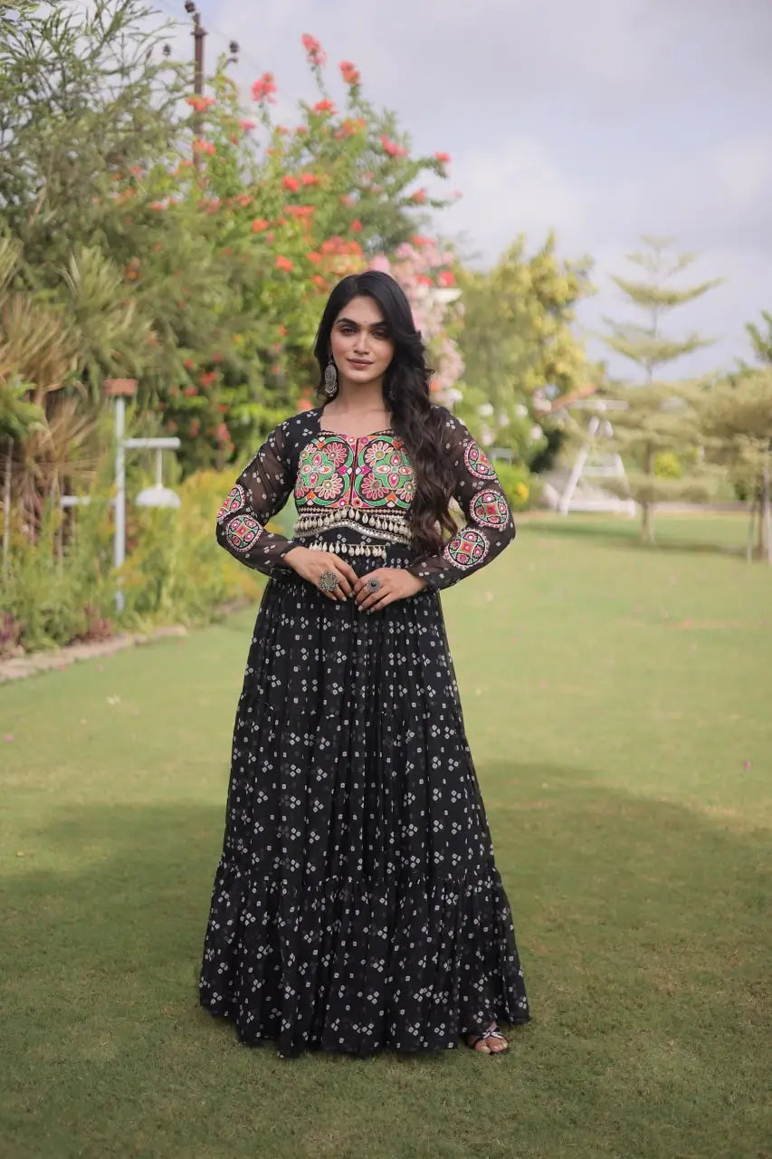 Bandhani Kutchi Patchwork Gown