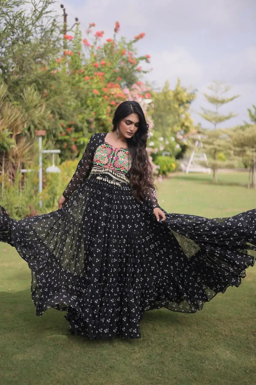 Bandhani Kutchi Patchwork Gown