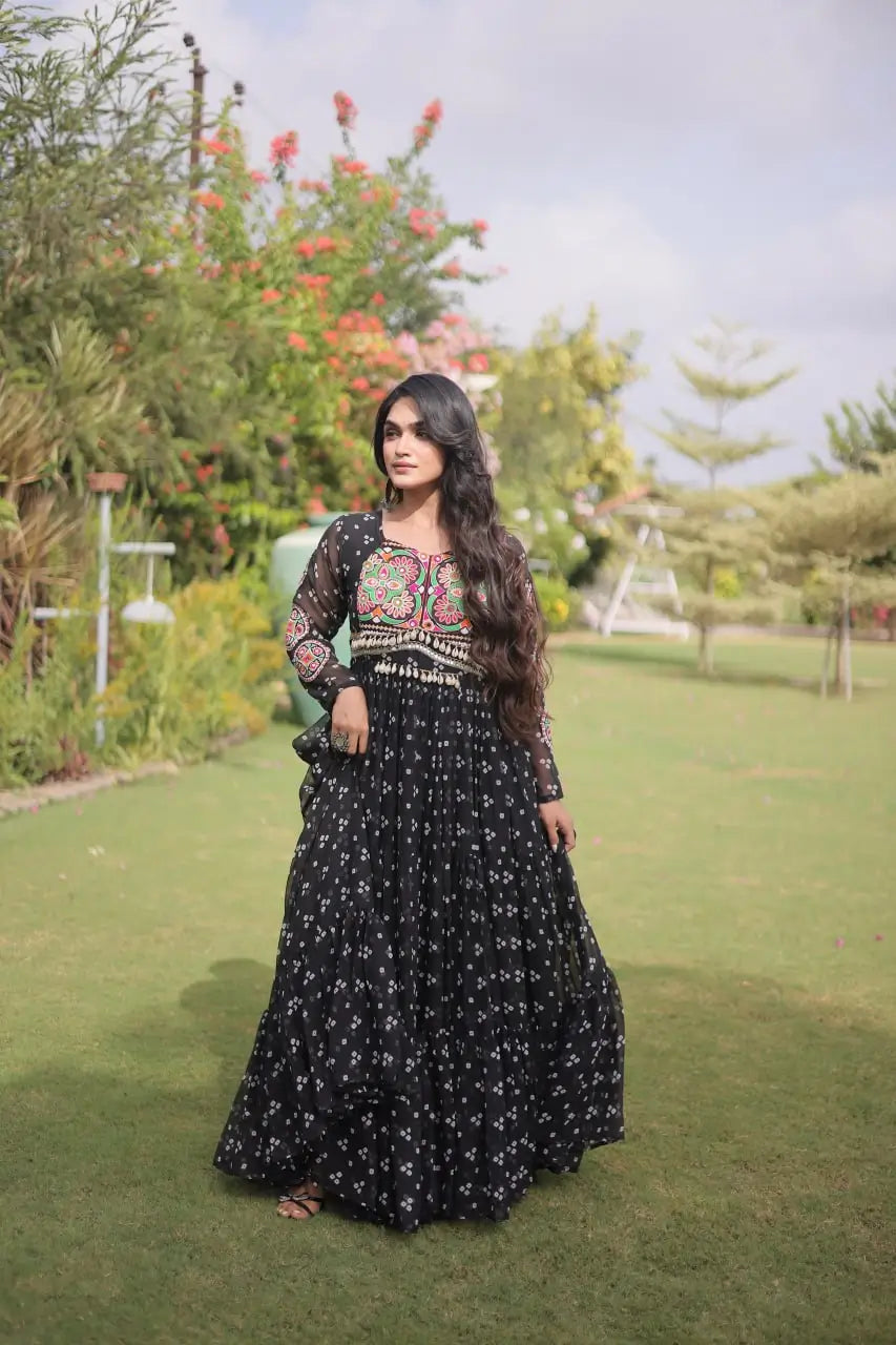 Bandhani Kutchi Patchwork Gown