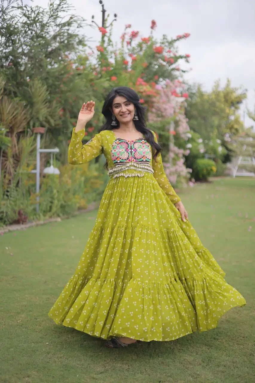 Bandhani Kutchi Patchwork Gown