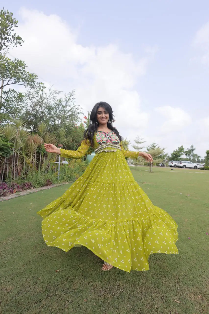 Bandhani Kutchi Patchwork Gown