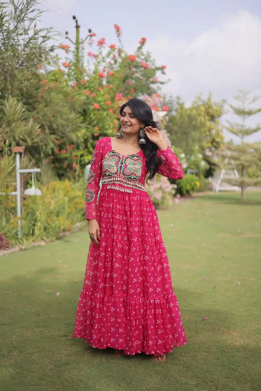 Bandhani Kutchi Patchwork Gown